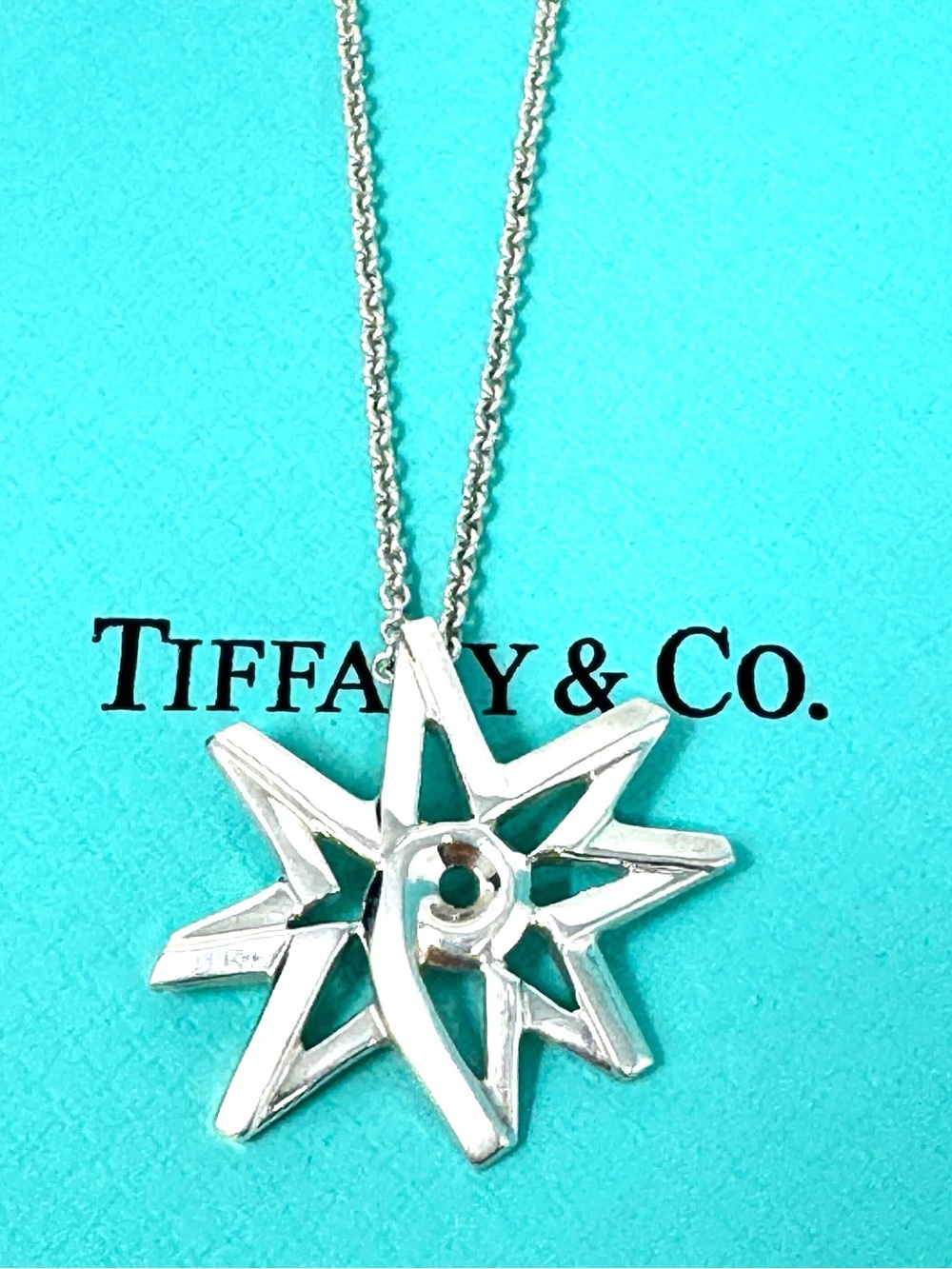 Authentic Tiffany & Co. Paloma Picasso Starburst Pendant Necklace.
